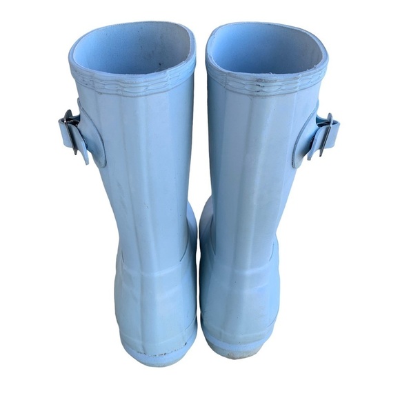 Hunter Original Short Gloss Rain Boots Baby Blue Women’s Size 6 Snow Shoes - Picture 6 of 10
